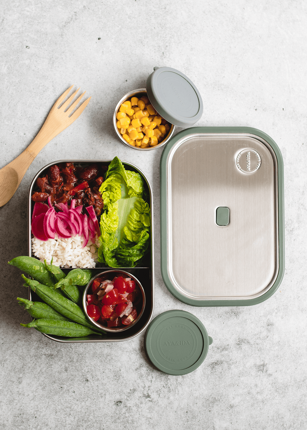 AYA&IDA Lunch Box - Tropical Green - 1000 ML
