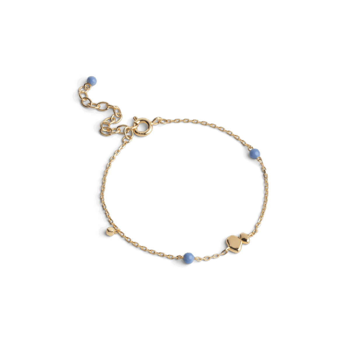 ENAMEL Copenhagen Melia armbånd i cornflower blå med forgyldt kæde