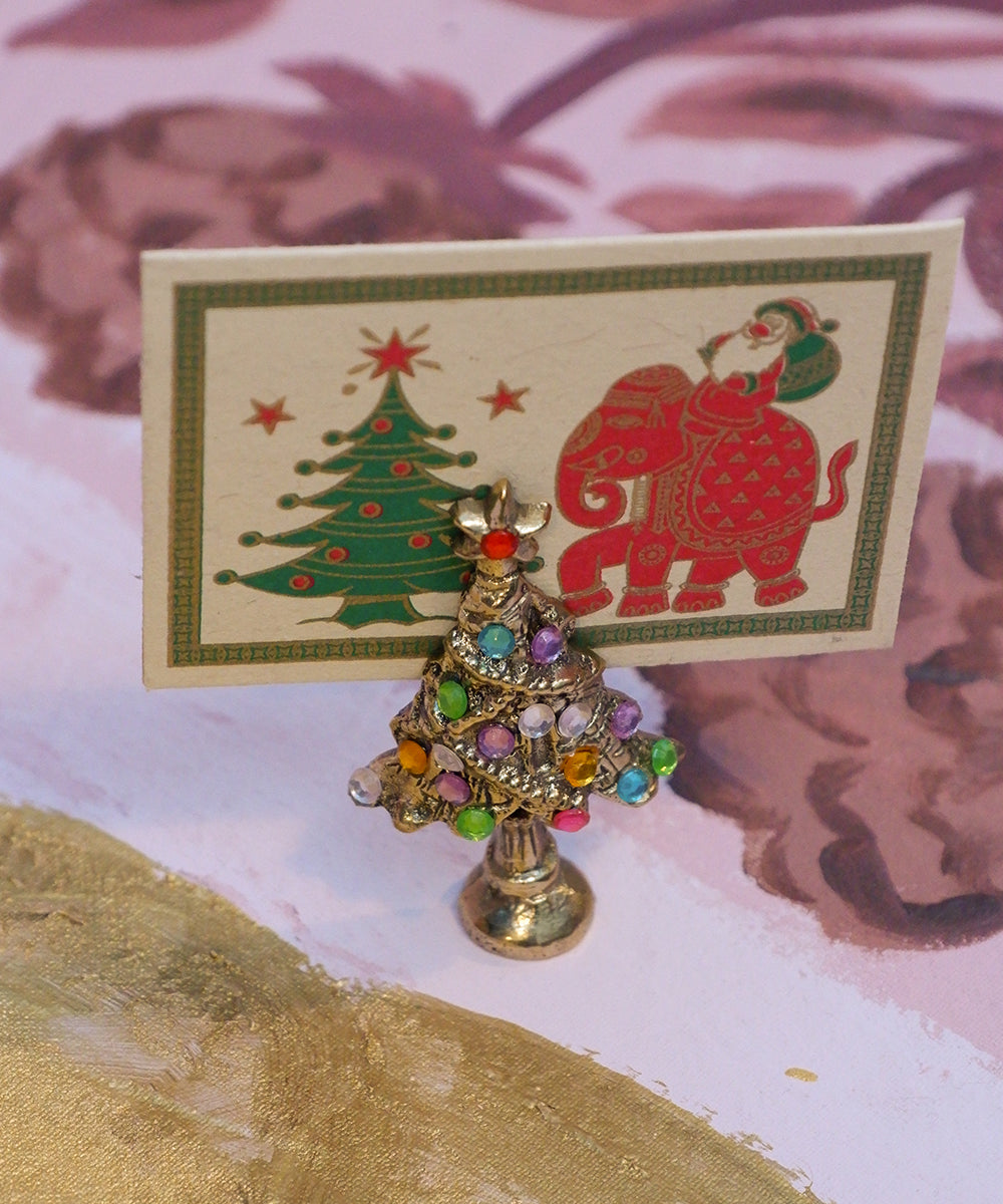 Christmas Tree Card Holder i messing