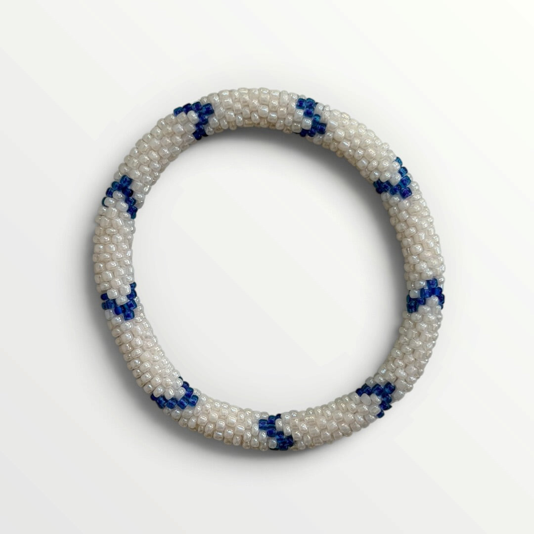 Nepal Perle Armbånd – Blå/Hvid