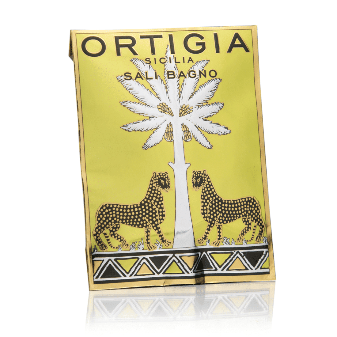 Badesalt i gavekuvert med lime palme og leoparder