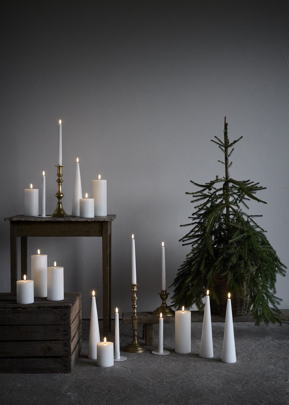 Uyuni LED Kronelys, Nordic White, 20 cm (Smooth, 2 stk.)