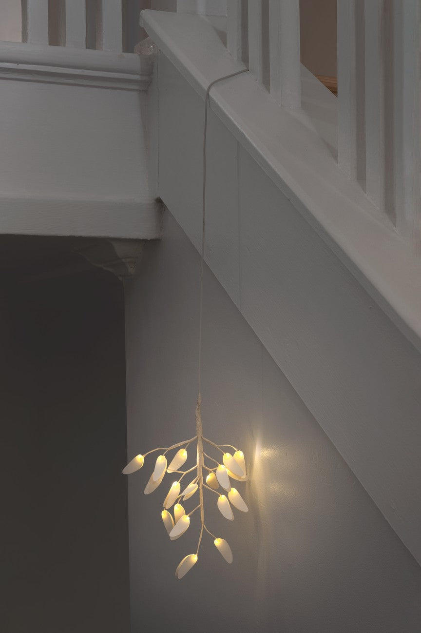 LED Mistelten i papir, Vanilla, 15 x 26 cm