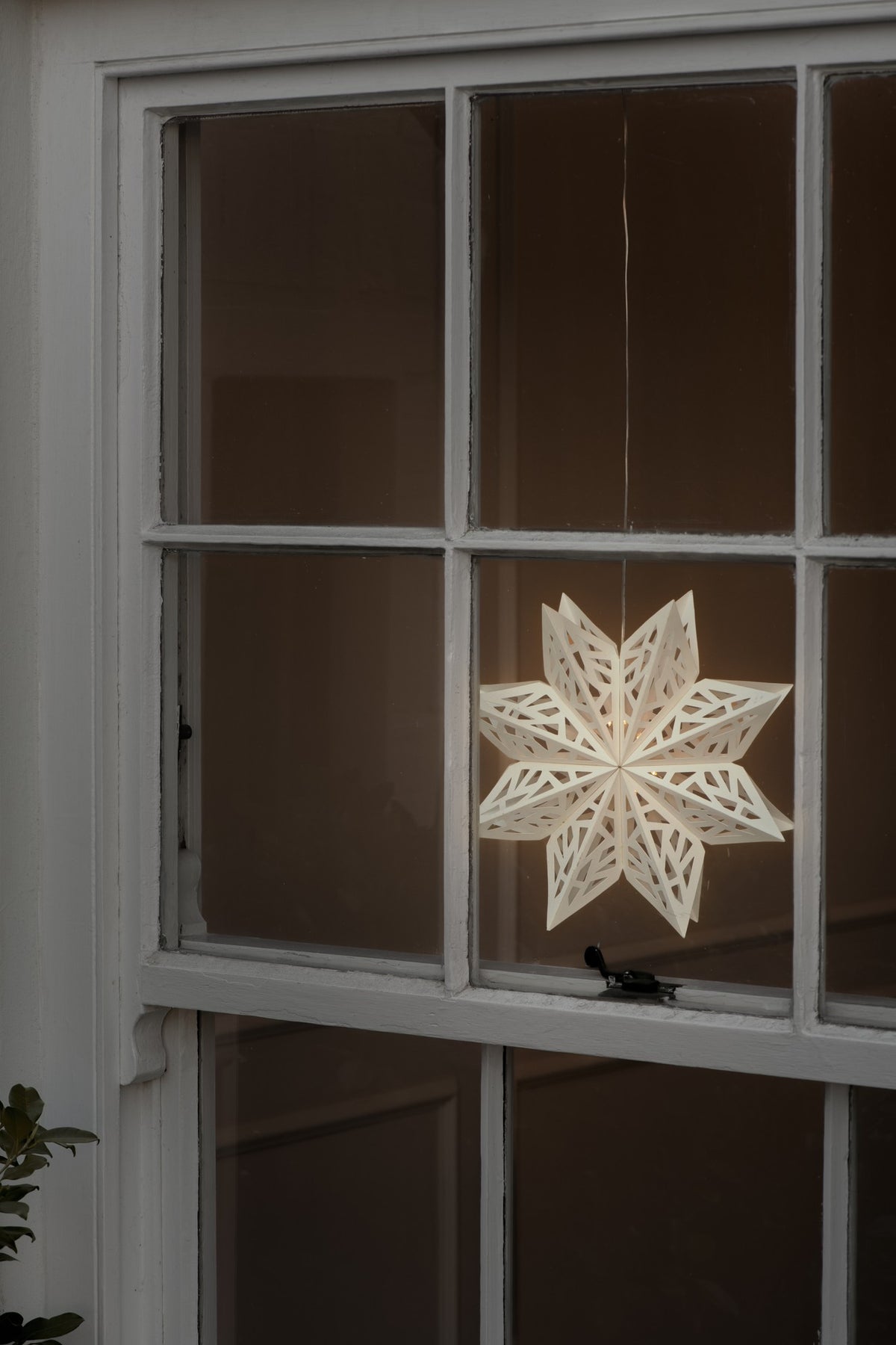 LED julestjerne i papir til juletræ og vindue, Vanilla, 7,5 x 30,5 cm