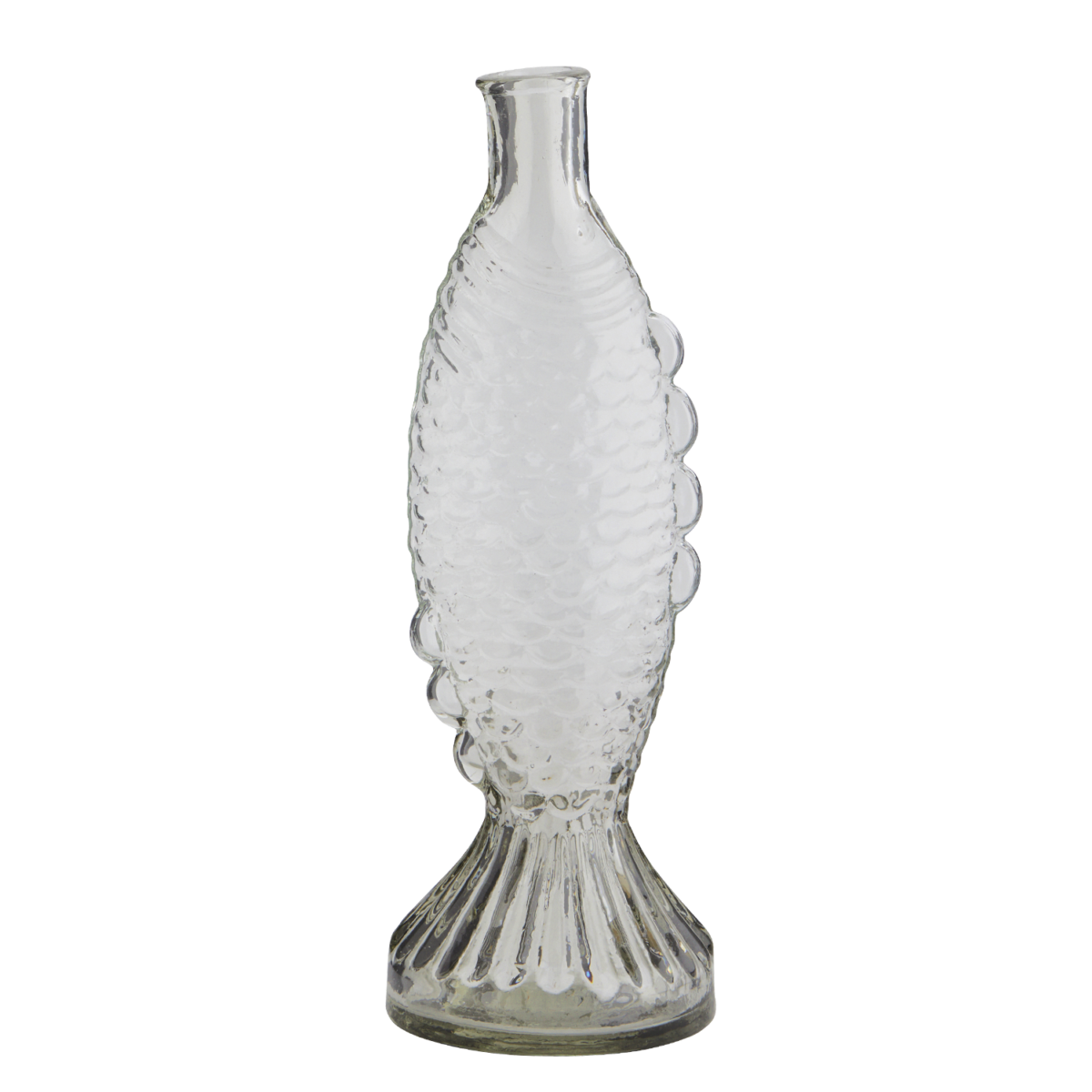 stor glasvase formet som fisk i klart glas 30 cm