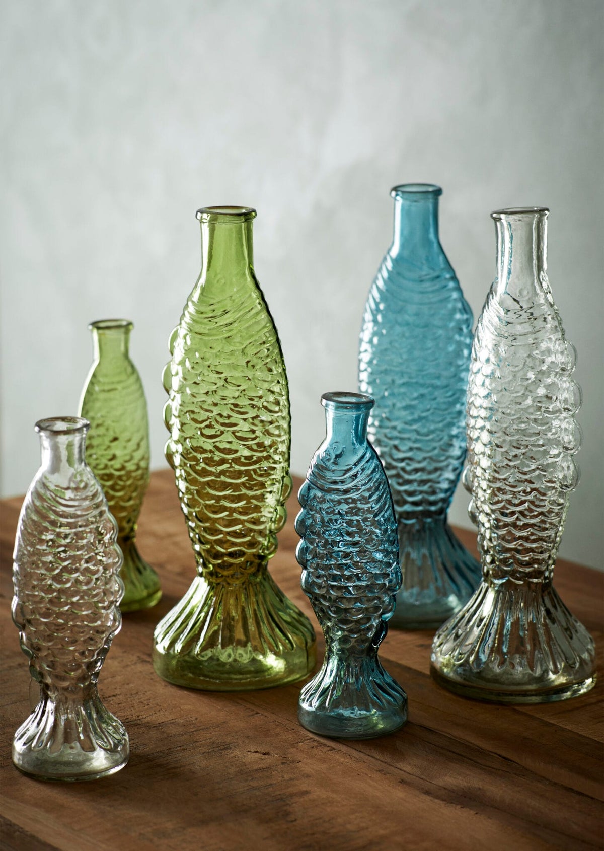 stor glasvase formet som fisk i klart glas 30 cm