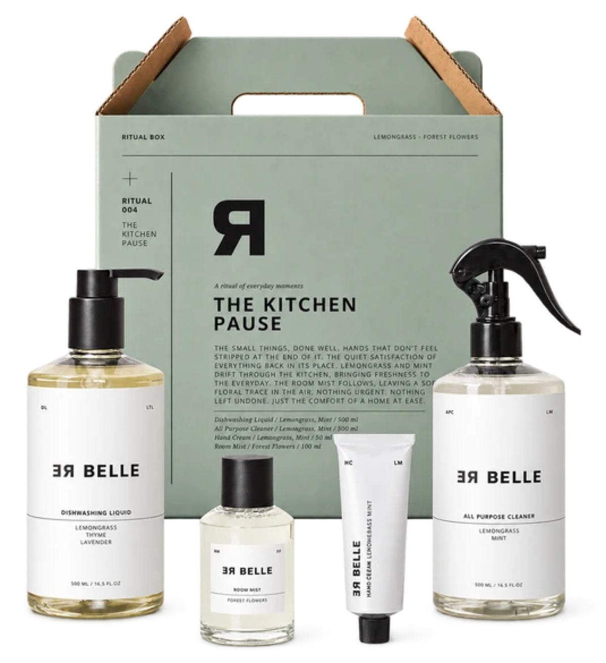 Rebelle Copenhagen The Kitchen Pause gaveæske med opvaskemiddel, rengøring, håndcreme og rumspray