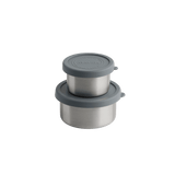 AYA&IDA Snack Container sæt i Dark Grey – 100 ml og 200 ml beholdere i rustfrit stål med silikone låg