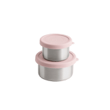 AYA&IDA Snack Container sæt i Soft Rose – 100 ml og 200 ml beholdere i rustfrit stål med silikone låg