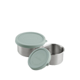 AYA&IDA Snack Container sæt i Mint Green – 100 ml og 200 ml beholdere i rustfrit stål med silikone låg