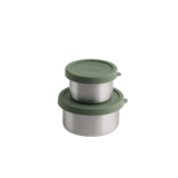 AYA&IDA Snack Container sæt i Tropical Green – 100 ml og 200 ml beholdere i rustfrit stål med silikone låg
