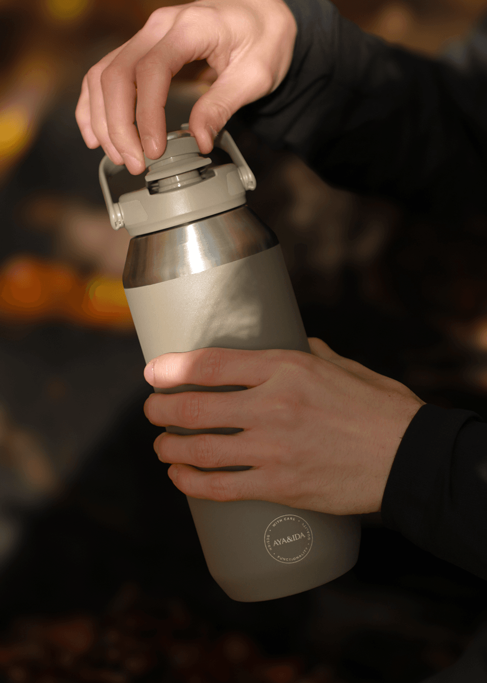 AYA&IDA Sports Bottle 950 ml Driftwood drikkedunk i rustfrit stål