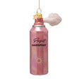 Vondels julekugle i glas formet som pink hairspray-flaske, håndmalet og mundblæst.