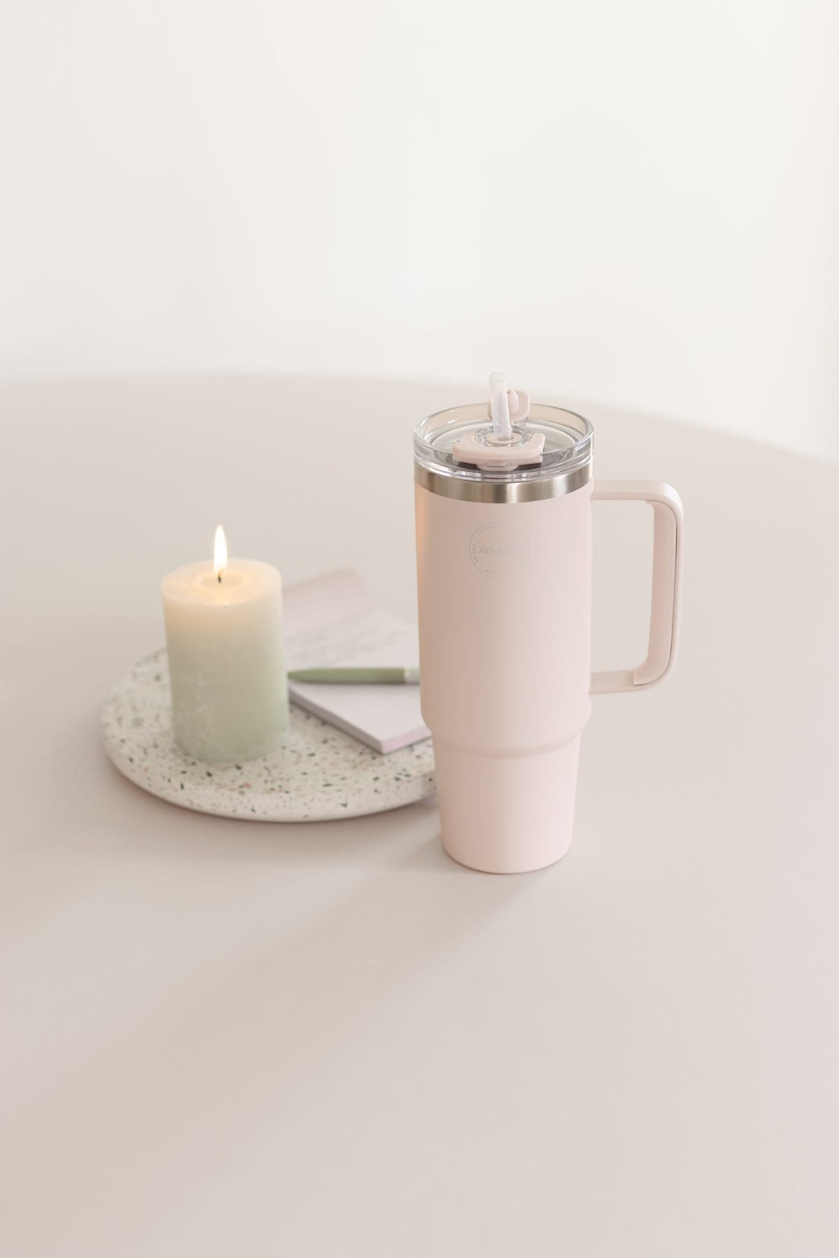 AYA&IDA - Termokop med sugerør 885 ml - Soft Rose