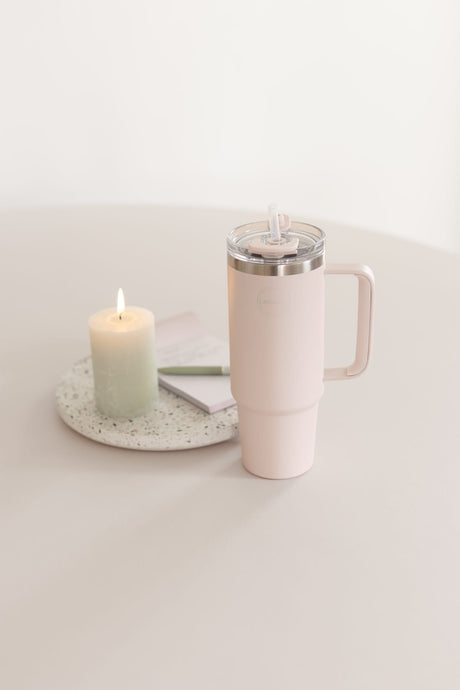 AYA&IDA - Termokop med sugerør 885 ml - Soft Rose
