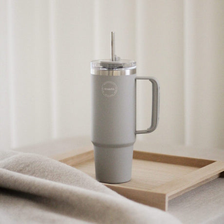 AYA&IDA Thermo Cup with straw 850 ml light grey