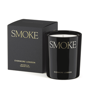 Smoke lys Evermore London sort glas med duftlys