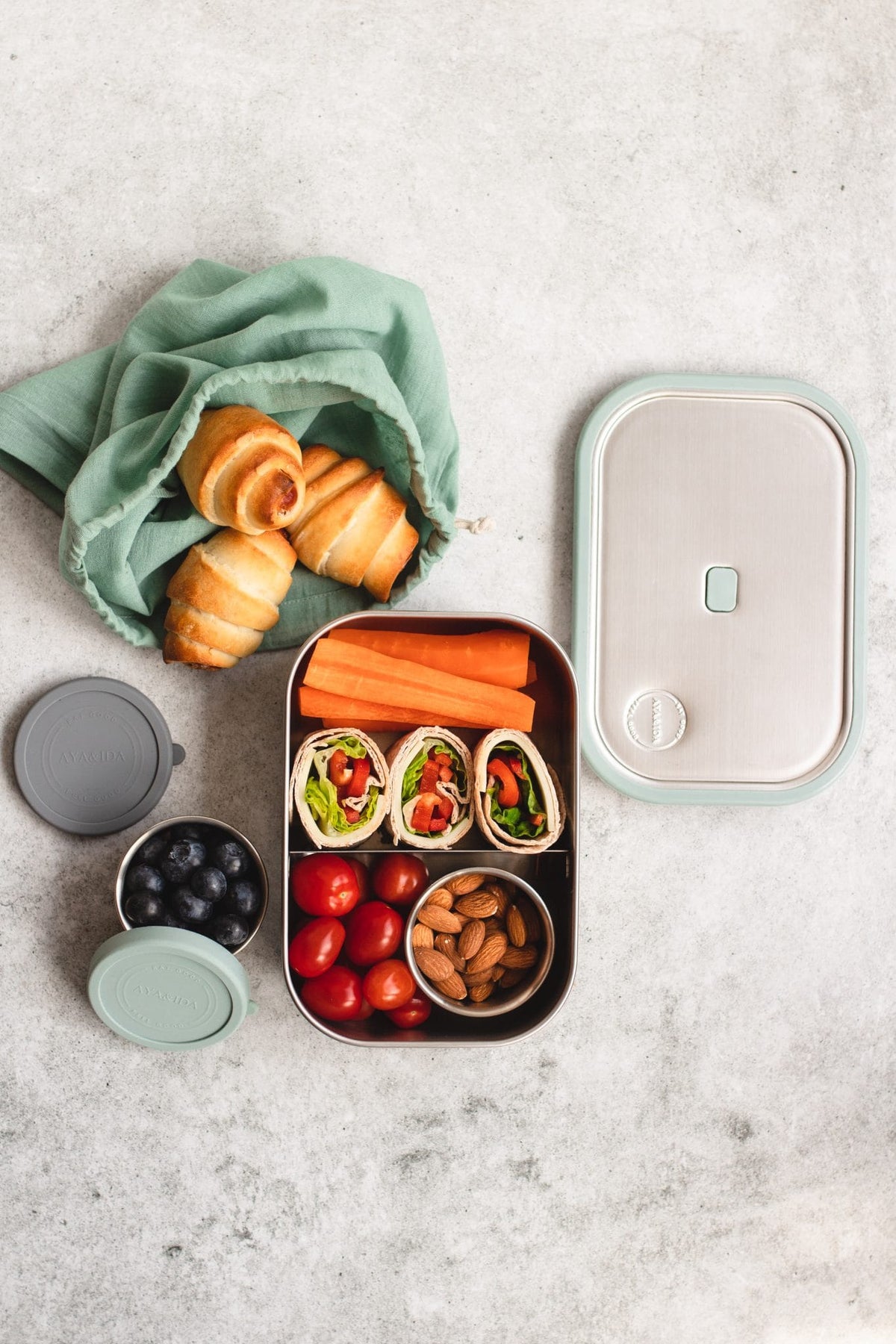 AYA&IDA Lunch Box - Mint Green - 1000 ML