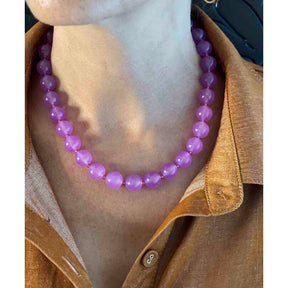 Jasmin Halskæde i 18k forgyldt sterling sølv med lilla jade og zirconia fra Nuni Copenhagen