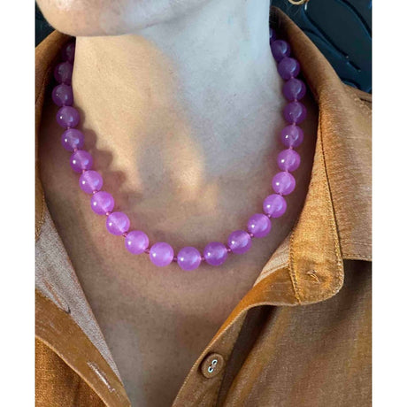 Jasmin Halskæde i 18k forgyldt sterling sølv med lilla jade og zirconia fra Nuni Copenhagen