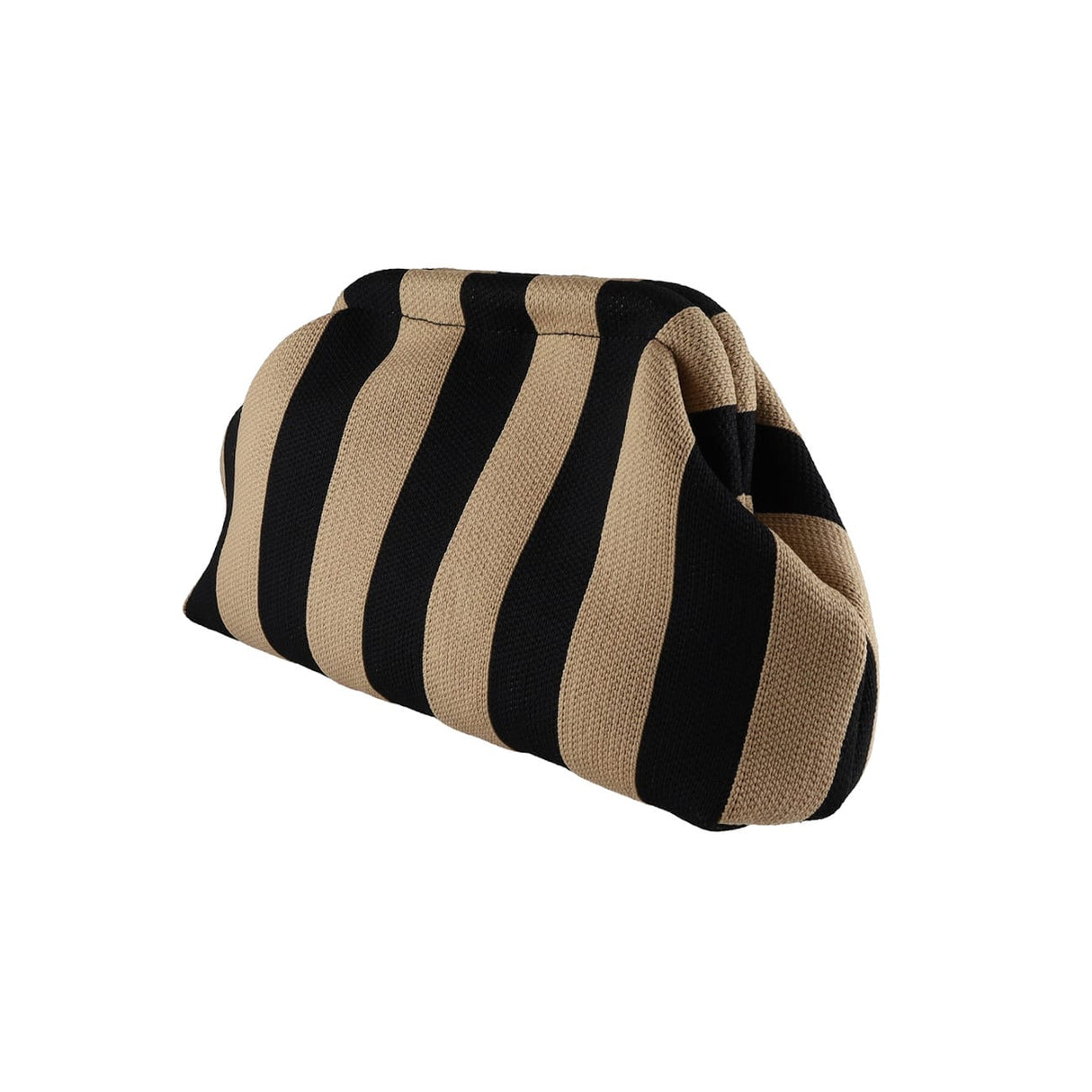 By Stær Alba Clutch i sort og beige stribet mønster