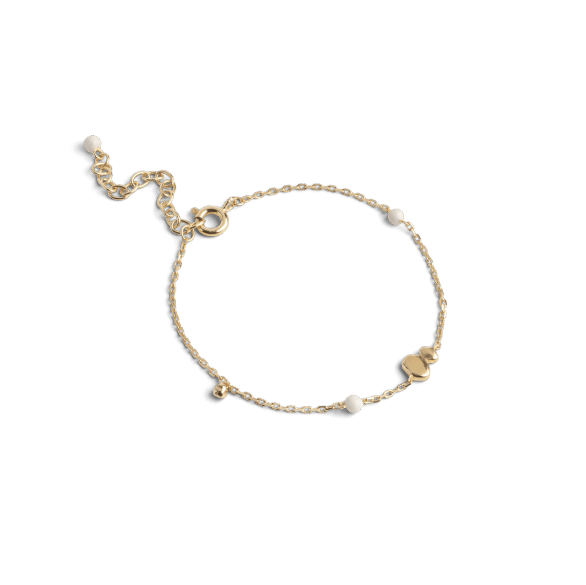 ENAMEL Copenhagen Melia armbånd i hvid Daisy med forgyldt kæde