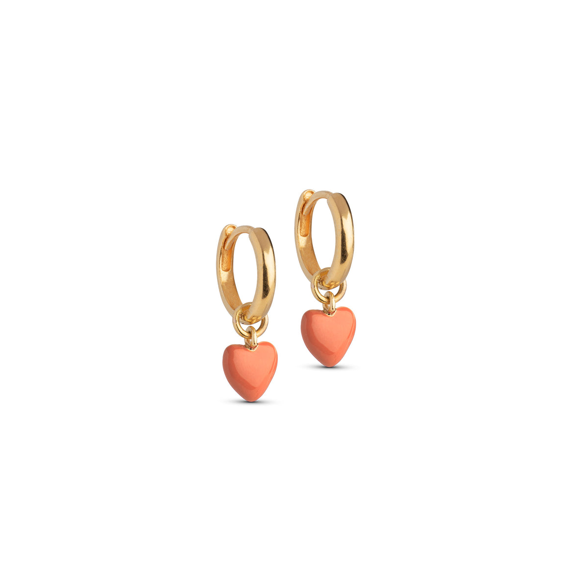 ENAMEL Copenhagen Amore hoops i guld med aftageligt hjertevedhæng i Light Coral