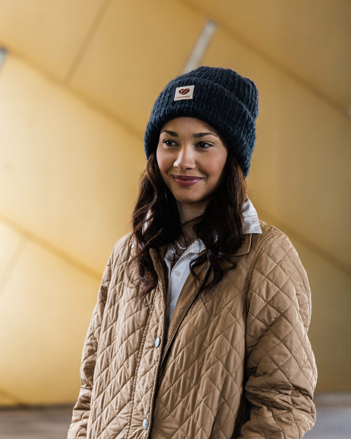 Navy blå Coffee Beanie strik