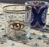 Drinksglas med guld og blå