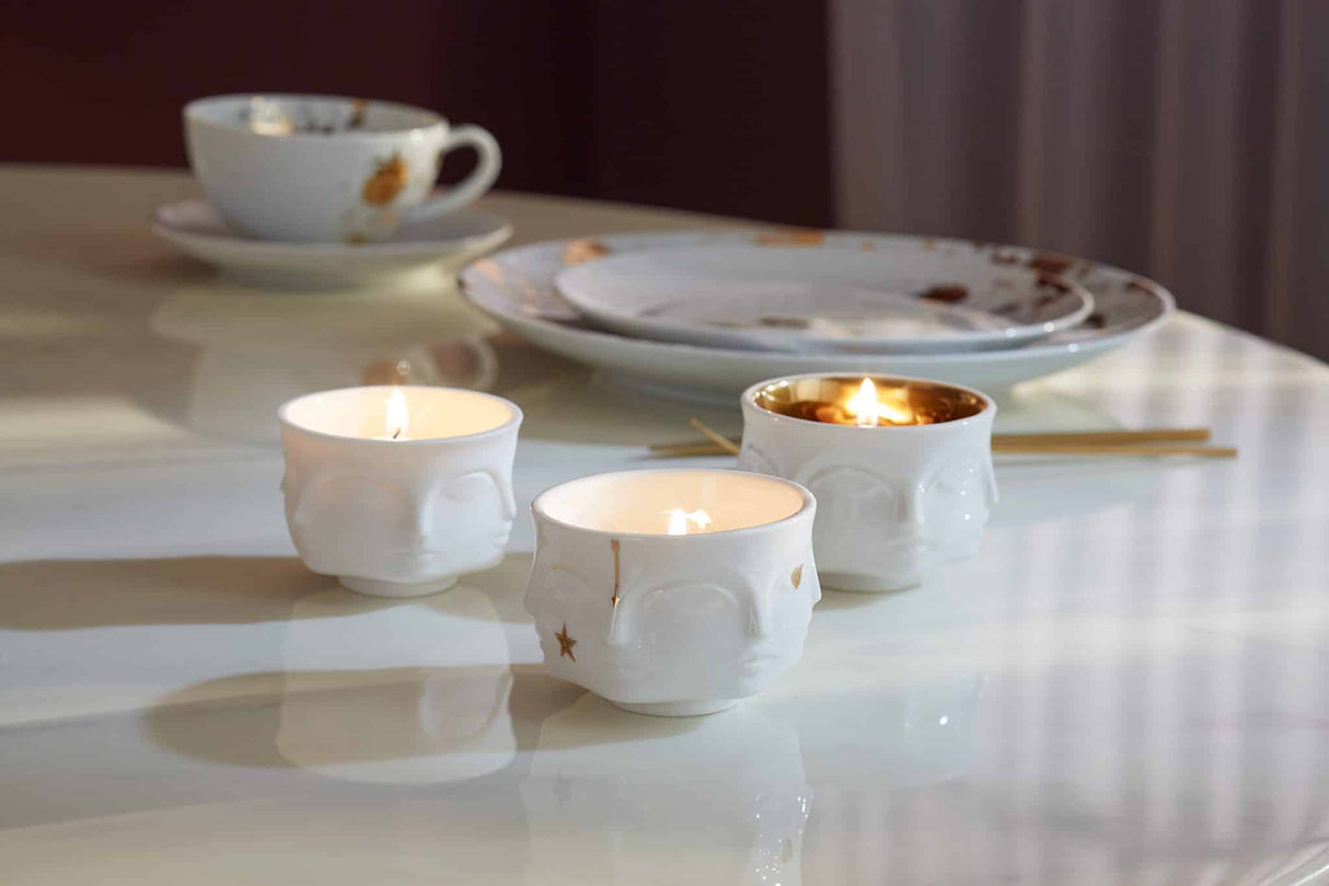 Fyrfadslys stager hvid og guld Jonathan Adler muse