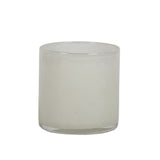 Tell Me More Lyric lysestage small – linen mundblæst glasstage med lys og naturlig tone
