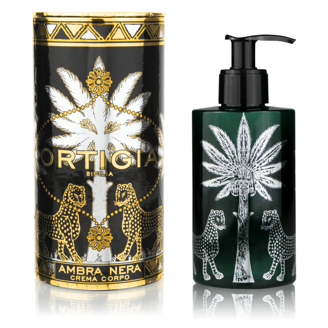 Ambra Nera Bodylotion Ortigia i gaveæske med sort og guld