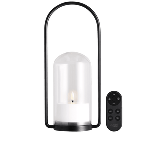 Uyuni Outdoor Lantern Set med glasdom, LED-lys og fjernbetjening – designet til udendørs brug.