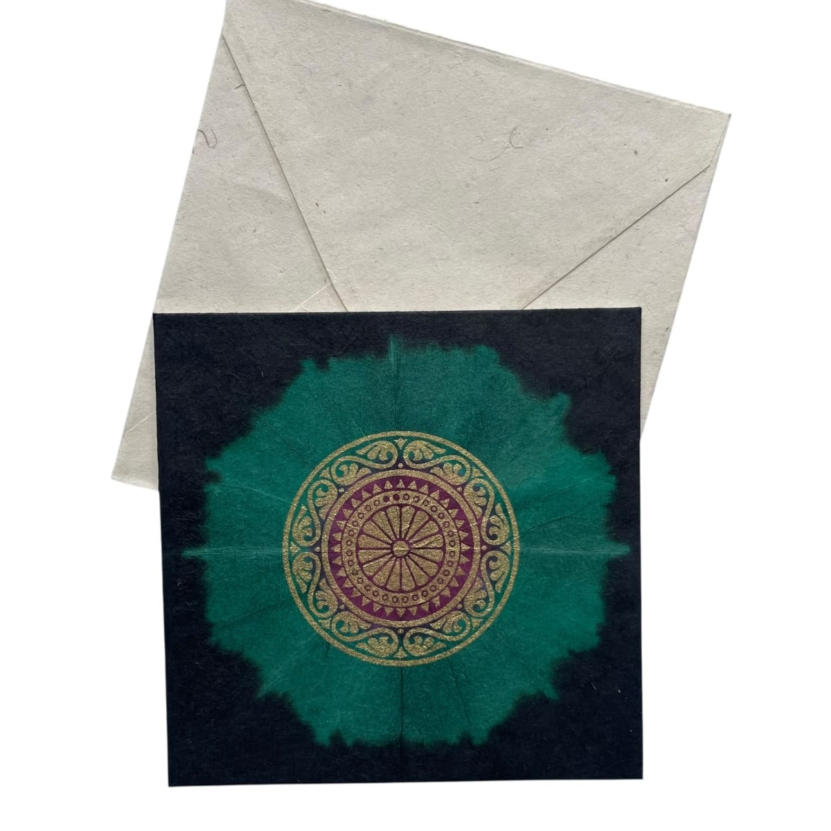 Kort i genanvendt papir – Mandala (14x14 cm)