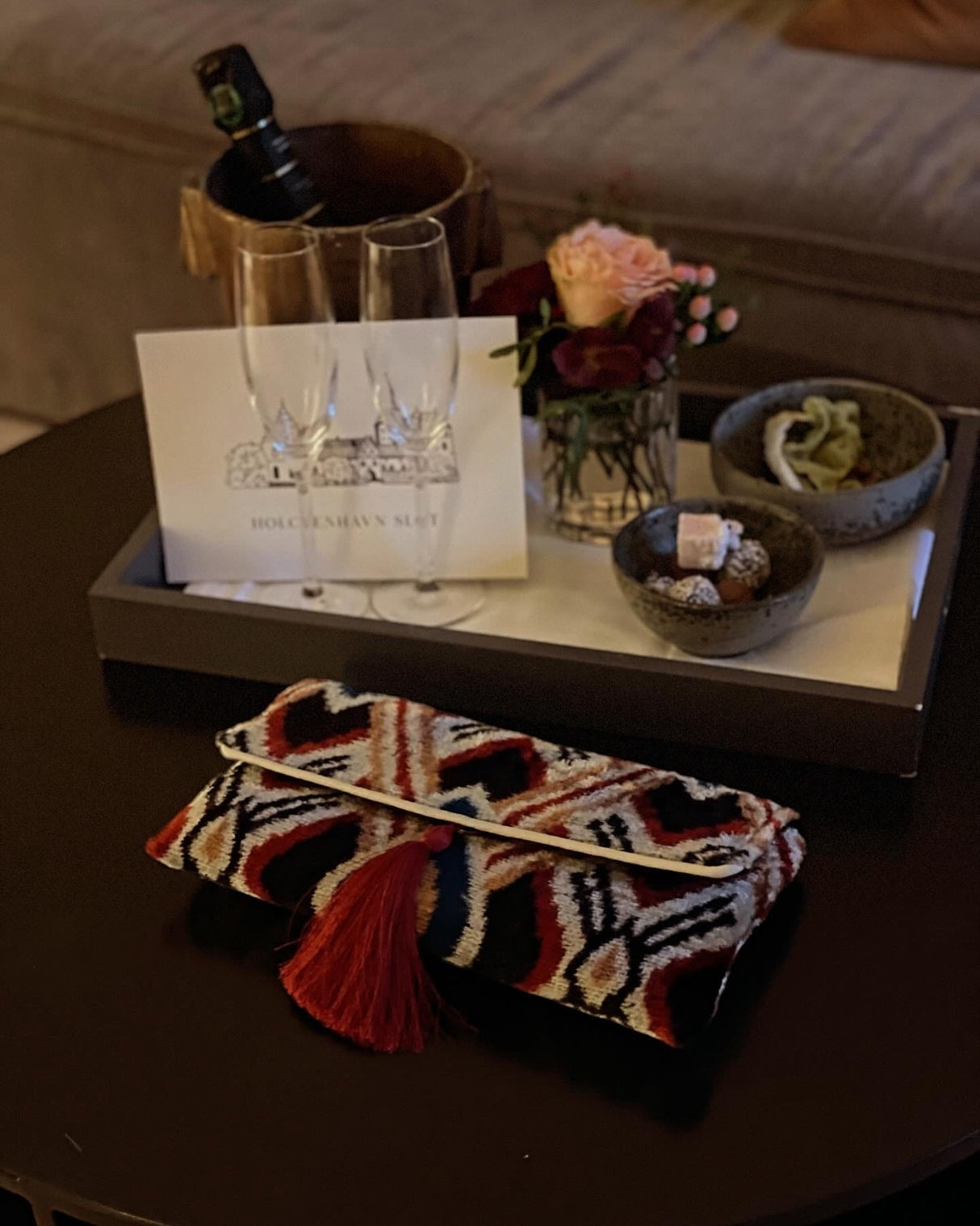 Velour taske clutch