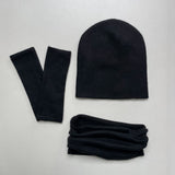 Sort cashmere beanie, vanter og halsedisse