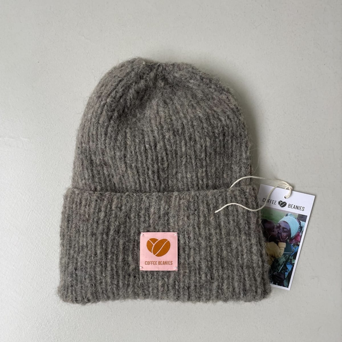 Coffee Beanie grå strikhue