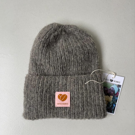 Coffee Beanie grå strikhue