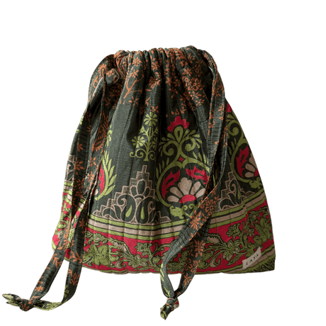 projekttaske fra LAYA upcycled sari i grønne nuancer