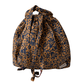 projekttaske fra LAYA upcycled sari i beige og blå