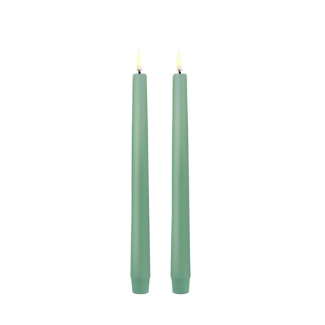 Uyuni LED Kronelys, Dusty Green, 25 cm (Smooth, 2 stk.)