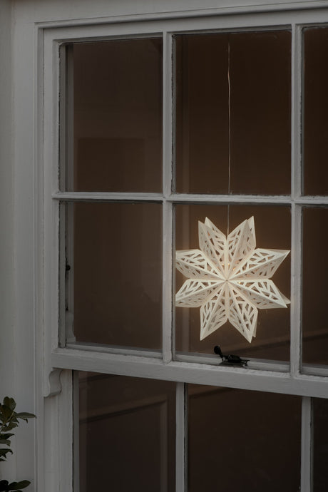 LED julestjerne i papir til juletræ og vindue, Vanilla, 7,5 x 30,5 cm