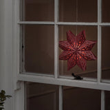 LED julestjerne i papir til juletræ og vindue, Carmine Red, 7,5 x 30,5 cm