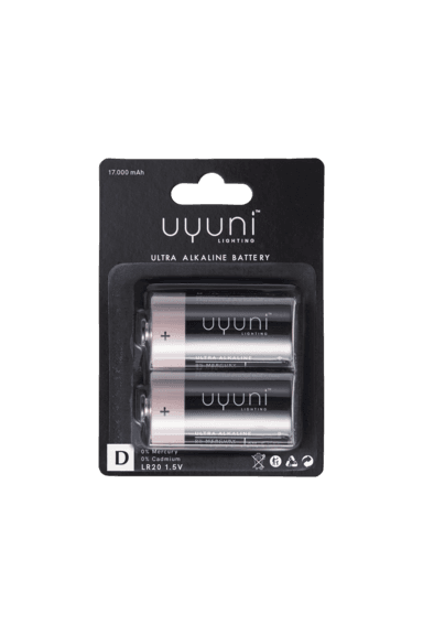 Uyuni D batterier 1,5V alkaline – 2 stk. til LED lys