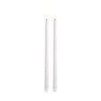 Uyuni LED stagelys i nordisk hvid stearin med naturtro flamme – elegant tilspidset design i 2-pak.