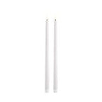 Uyuni LED stagelys i nordisk hvid stearin med naturtro flamme – elegant tilspidset design i 2-pak.