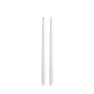 Uyuni LED stagelys i nordisk hvid stearin med naturtro flamme – elegant tilspidset design i 2-pak.