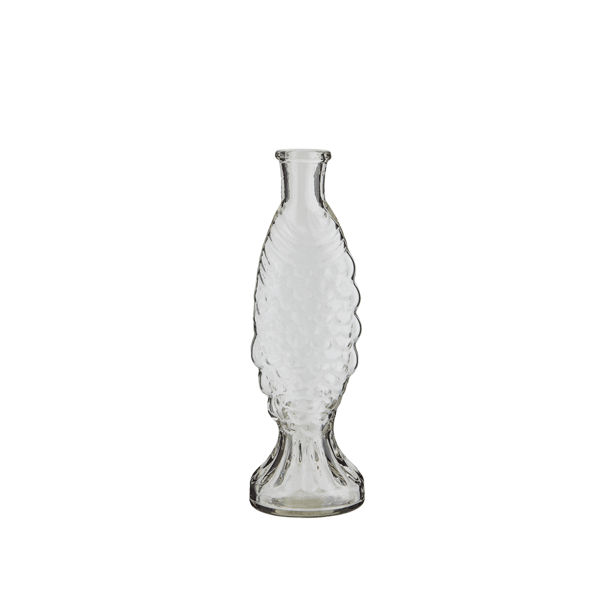 lille glasvase formet som fisk i klart glas 20 cm dekorativ vase