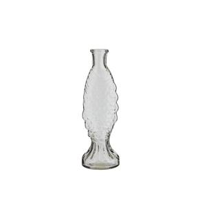 lille glasvase formet som fisk i klart glas 20 cm dekorativ vase