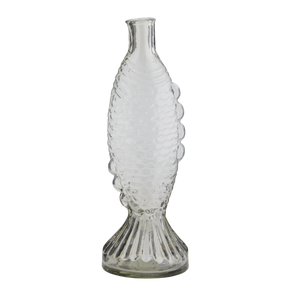 stor glasvase formet som fisk i klart glas 30 cm